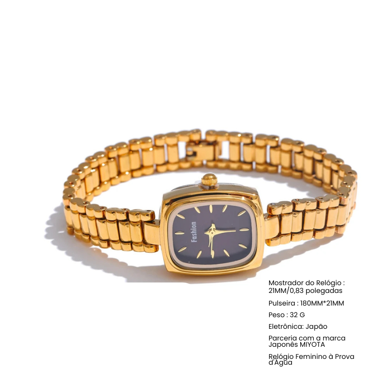 Relógio Digital Dourado Aço Inoxidável com Banho