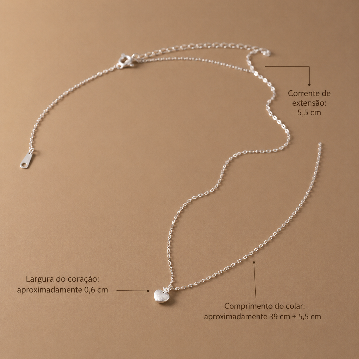 Colar Coração Love em Prata 925