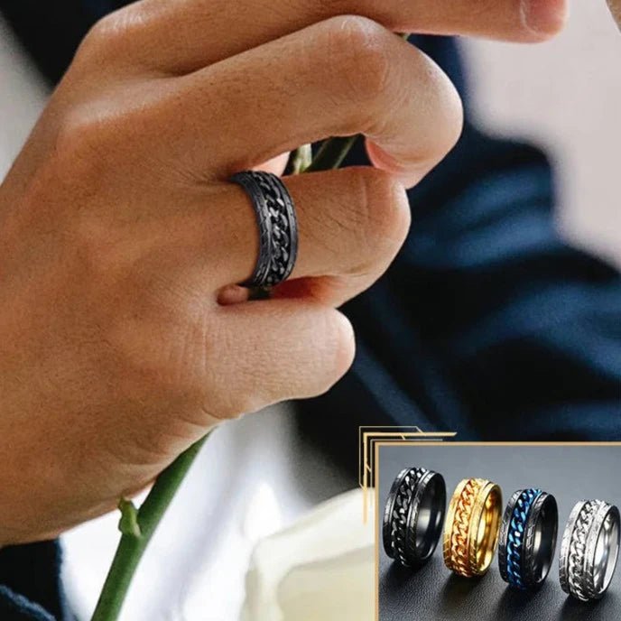 Anel de corrente giratório preto 8mm