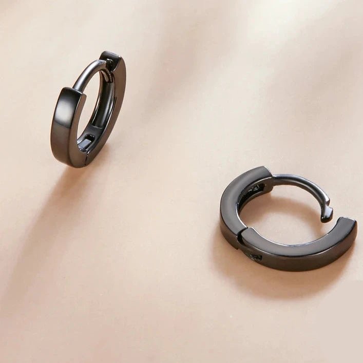 Brinco Argola Preto Masculino em Prata 925