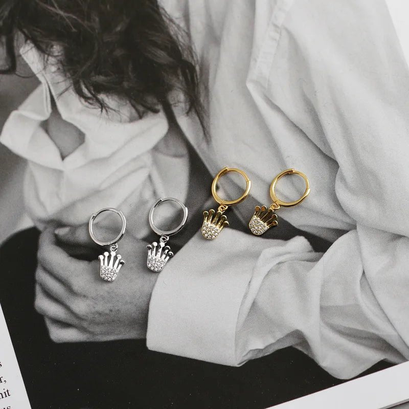 Brinco Argola Coroas em Prata 925