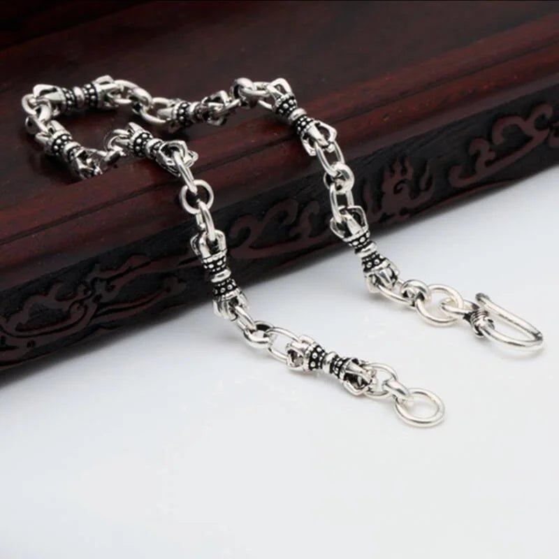 Pulseira de Corrente e Elos Geométrica em Prata 925
