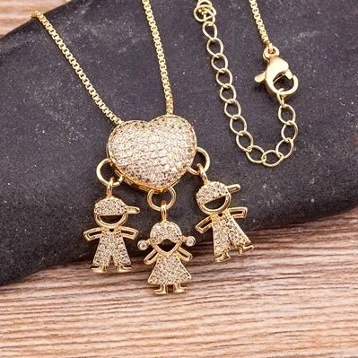 Colar Pingente Filhos em Ouro 18k