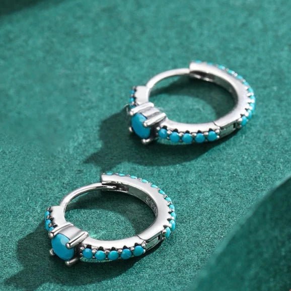 Brinco Pedra Natural Turquesa