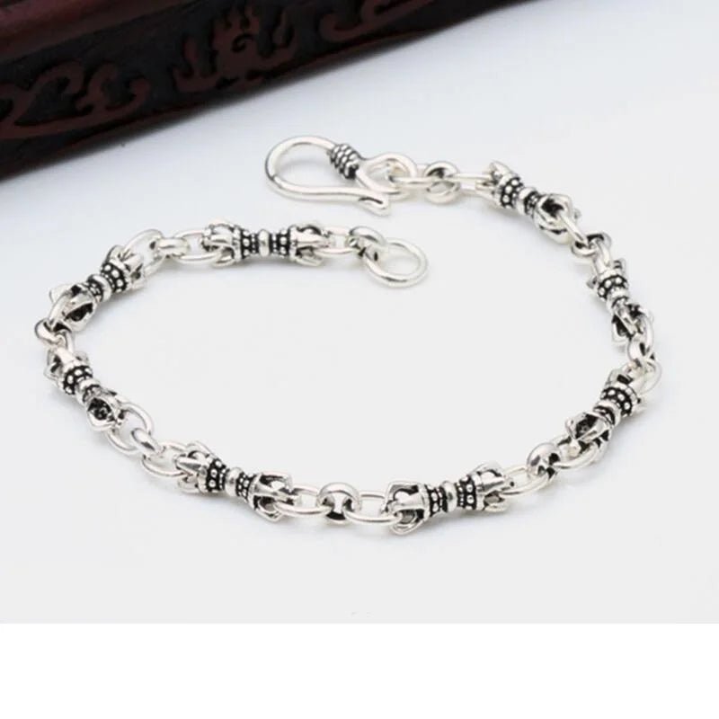 Pulseira de Corrente e Elos Geométrica em Prata 925
