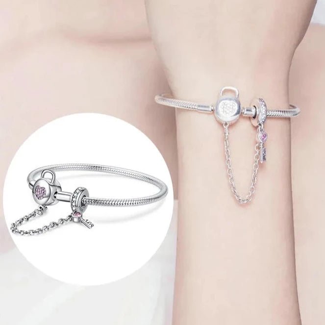 Pulseiras Colecionável Coração Chave