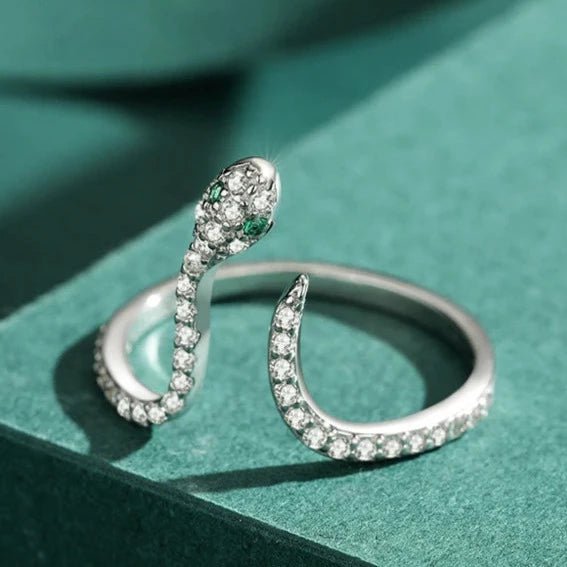 Anel Cobra Prata 925 com Zircônia Ajustável