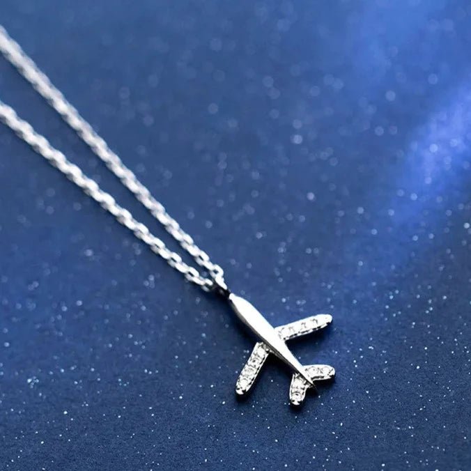 Colar Avião em Prata 925 com Zircônia