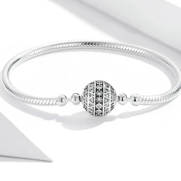 Pulseira colecionável em prata 925 fecho redondo