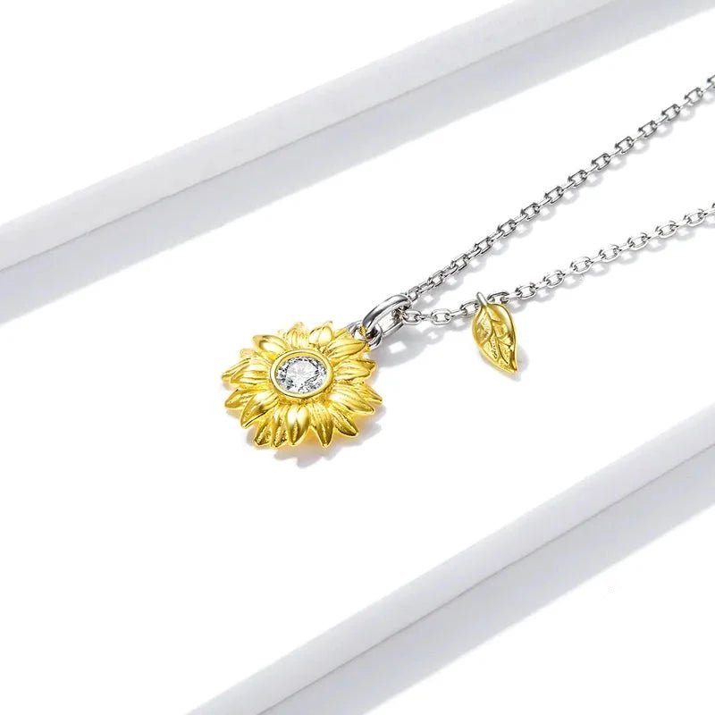 Colar Girassol em Prata 925 com Zircônia