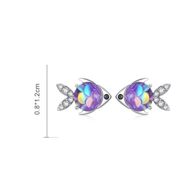 Brinco Peixe Violeta em Prata 925