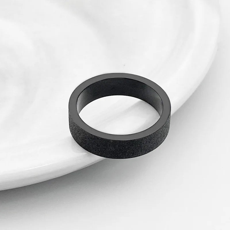 Anel masculino preto titânio fosco 3mm 5mm