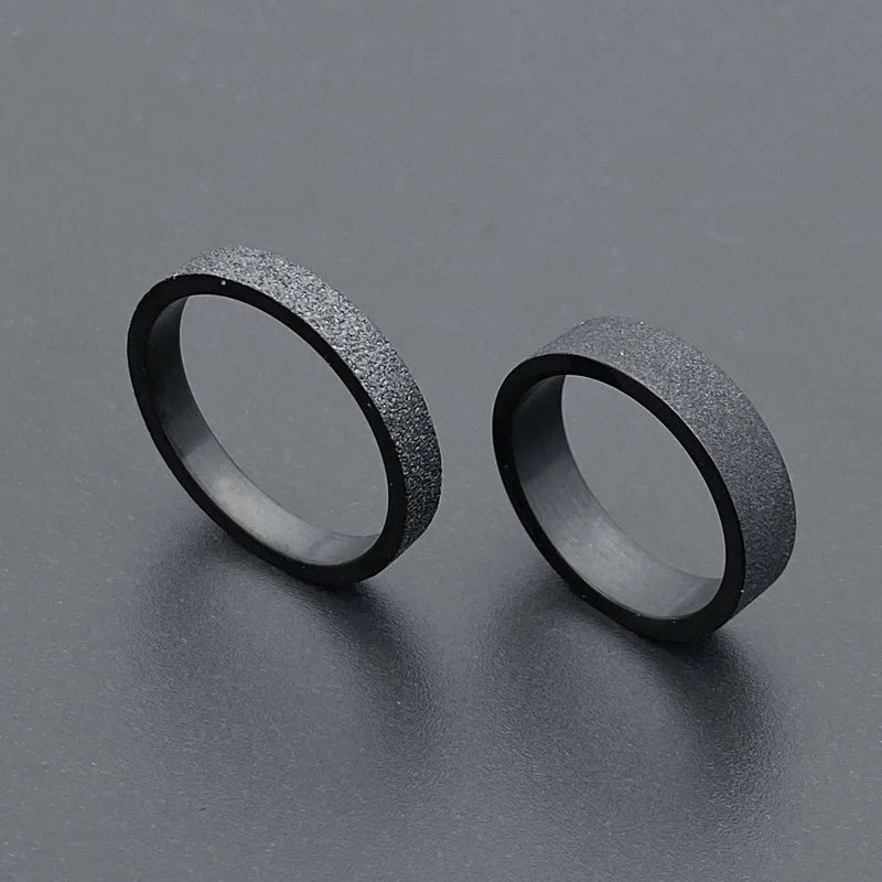 Anel masculino preto titânio fosco 3mm 5mm
