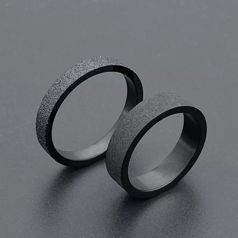 Anel masculino preto titânio fosco 3mm 5mm