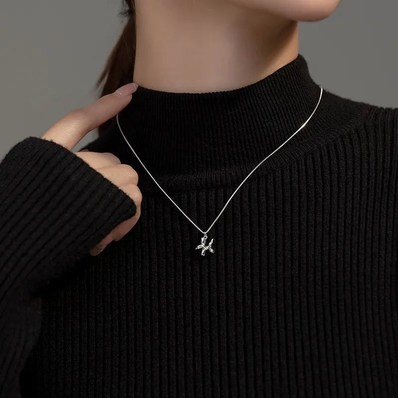 Colar Dog Ballon  Prata 925 com Zircônia