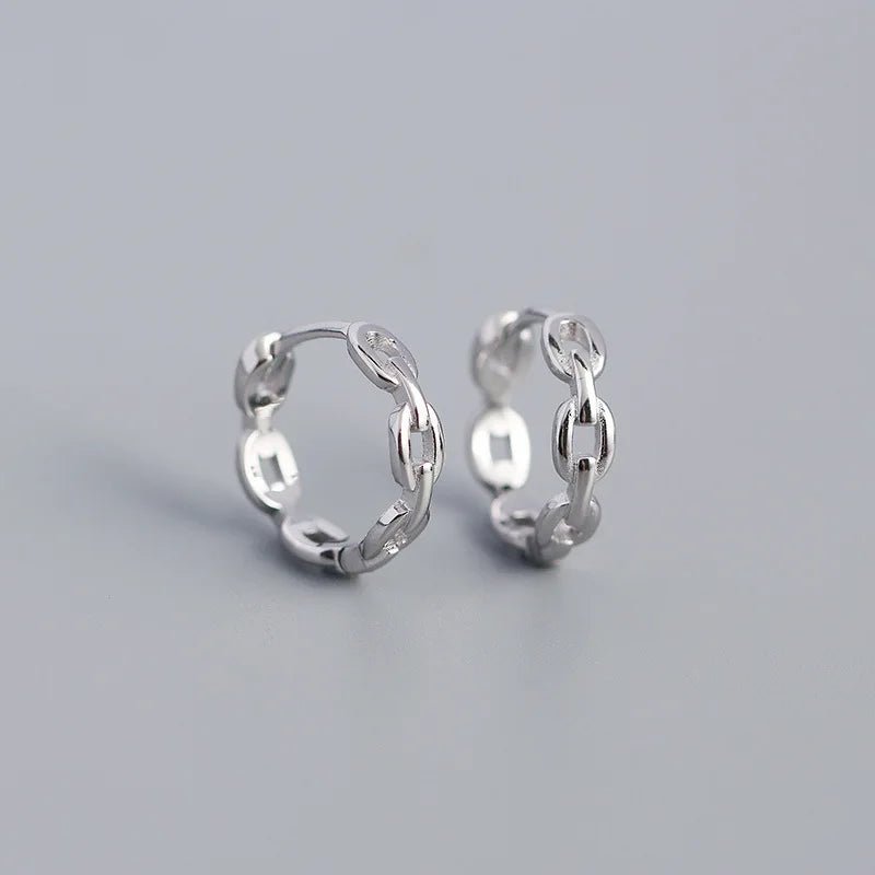 Brinco de argola com corrente em prata 925