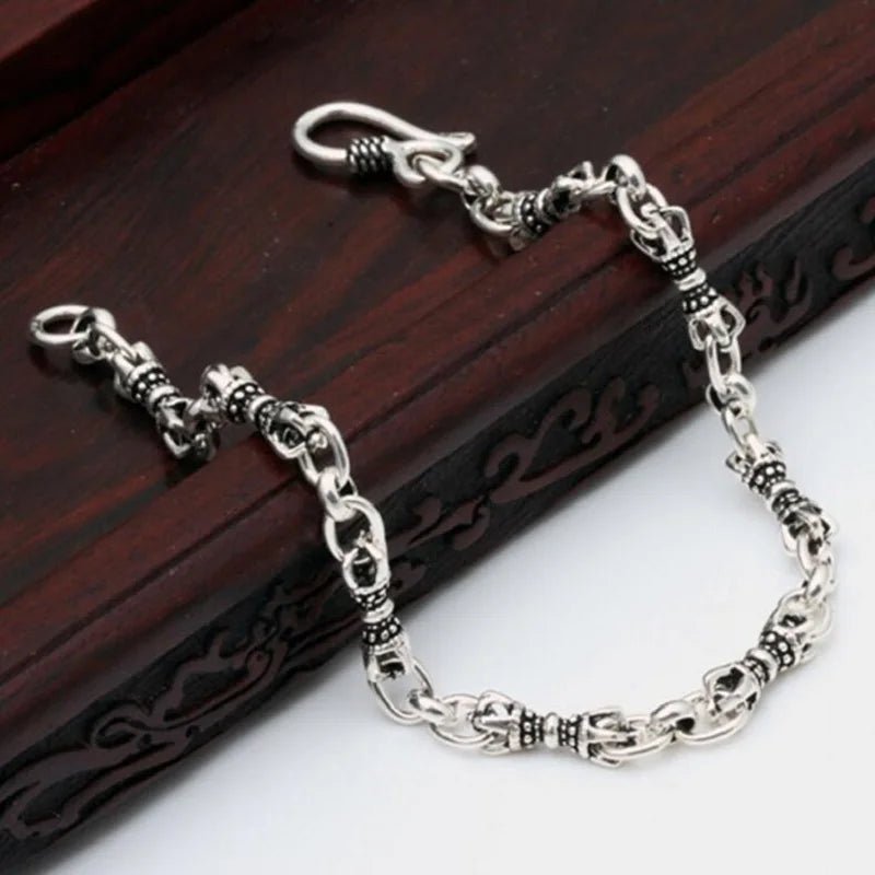 Pulseira de Corrente e Elos Geométrica em Prata 925