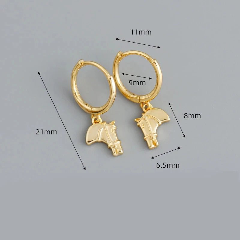 Brincos Cavalo em Prata 925 com Banho de Ouro 18k
