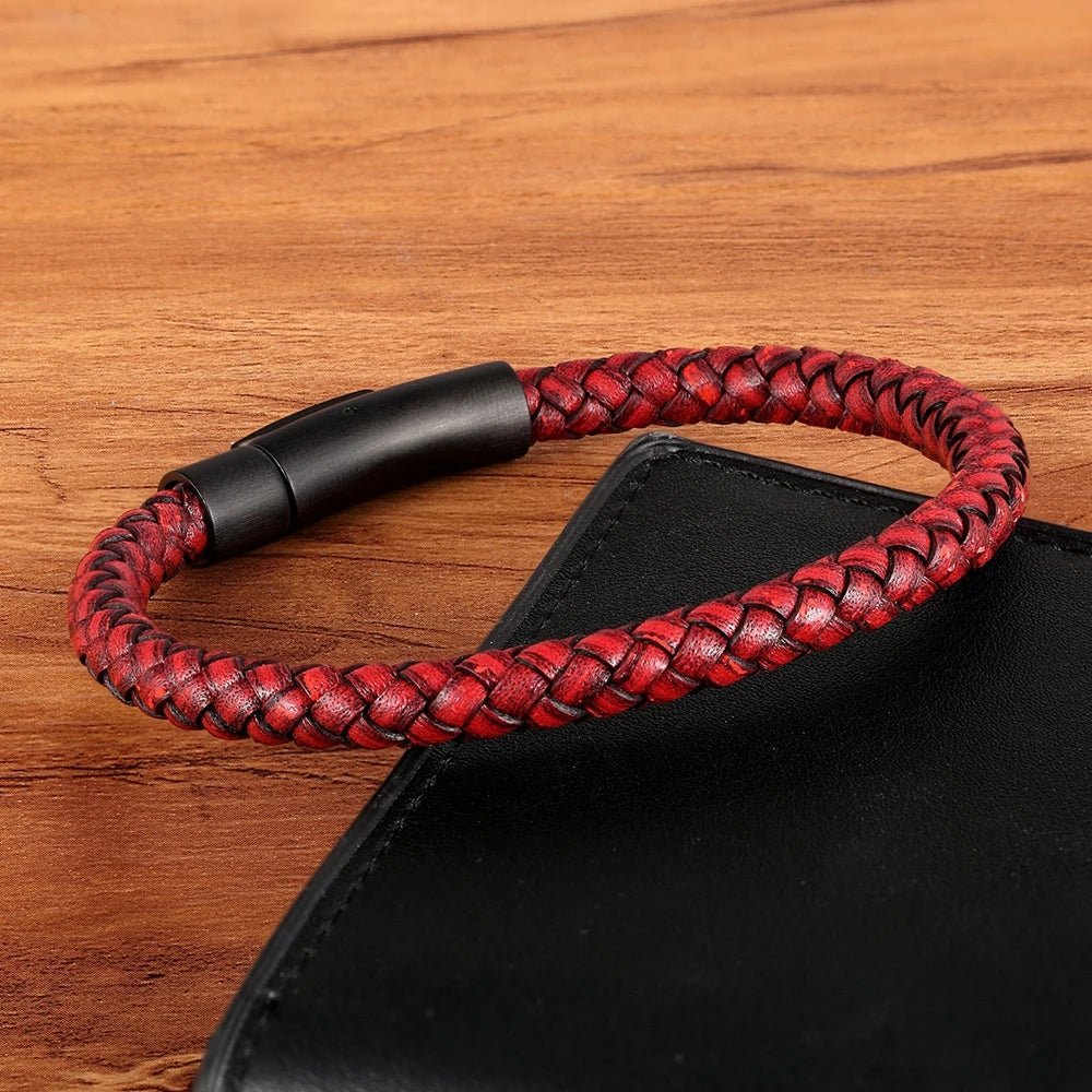 Pulseira Masculina Trança Couro
