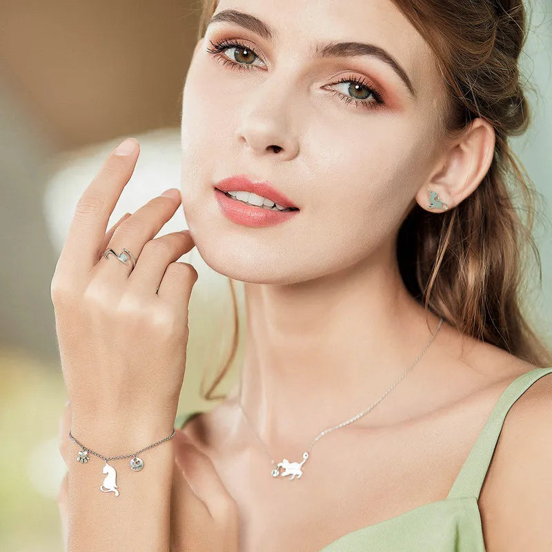 Colar Pingente Gato Prata 925