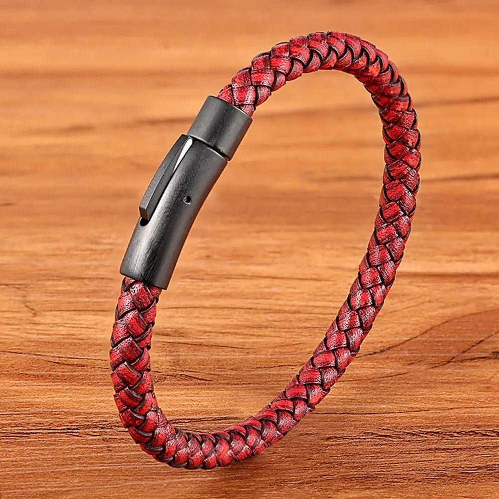 Pulseira Masculina Trança Couro