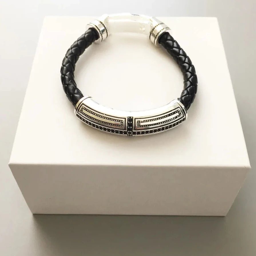 Pulseira Couro Cruz Masculina
