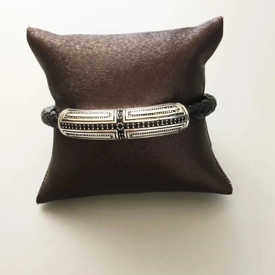 Pulseira Couro Cruz Masculina