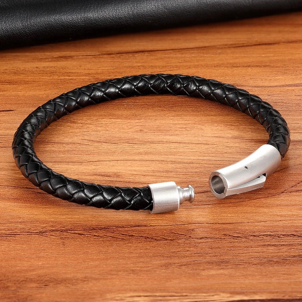Pulseira Masculina Trança Couro