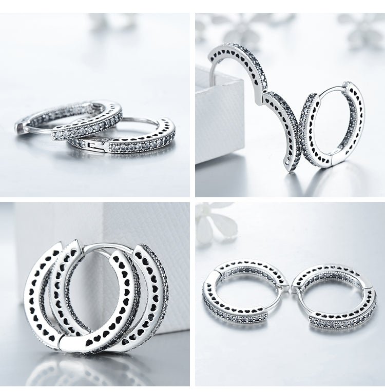 Pandora Brinco Argola Corações Em Pavé