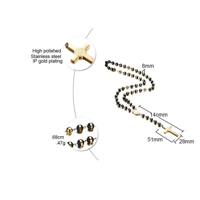 Rosário Colar Masculino em Aço Inoxidável