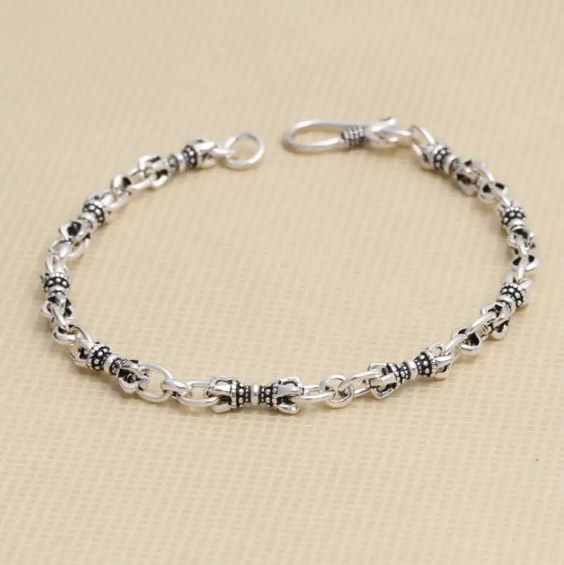 Pulseira de Corrente e Elos Geométrica em Prata 925