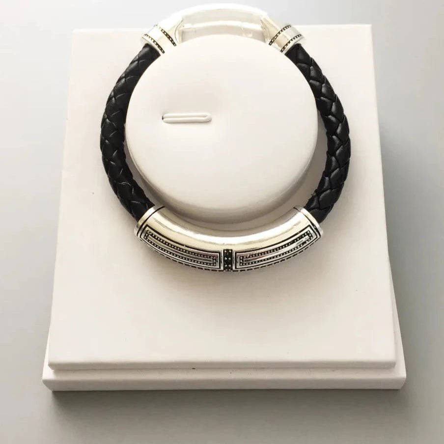 Pulseira Couro Cruz Masculina
