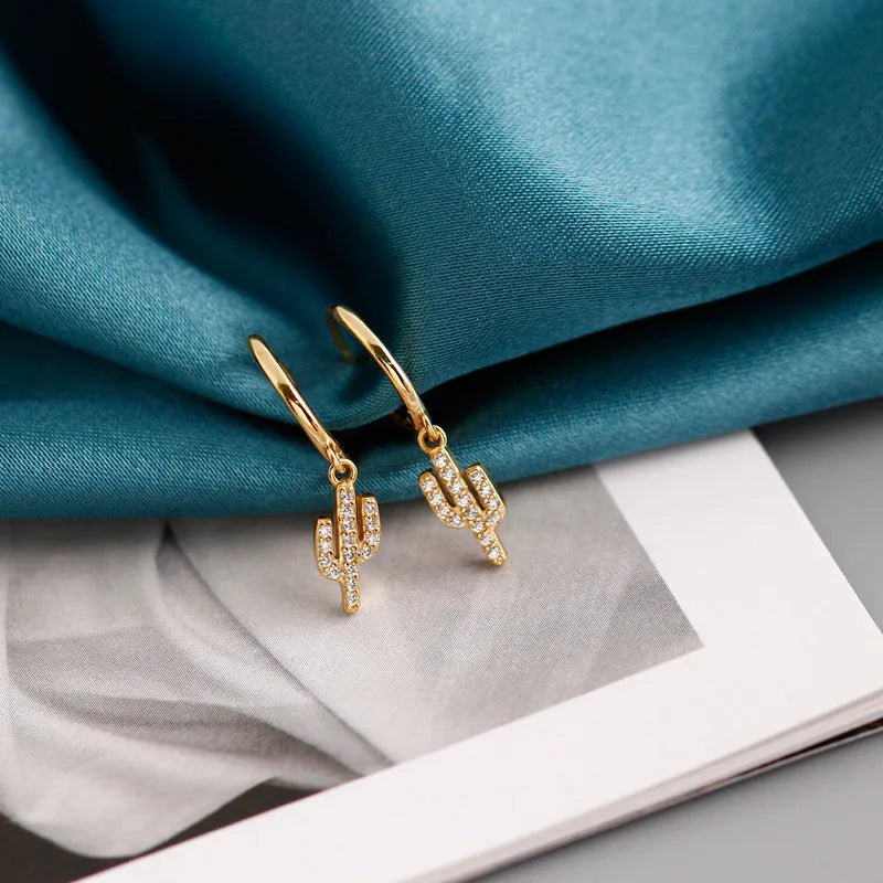 Brinco Argola Cacto em Prata 925 com Zircônia