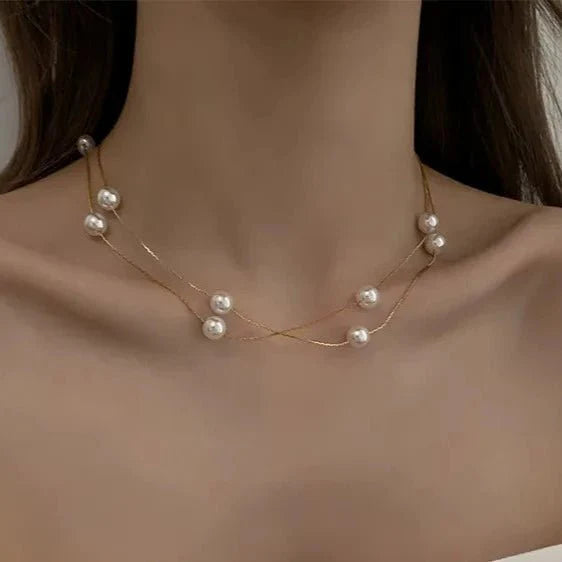 Colar Gargantilha com Pérola Simulada Folheado a Ouro