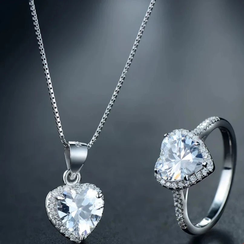 Conjuntos De Coração Prata 925