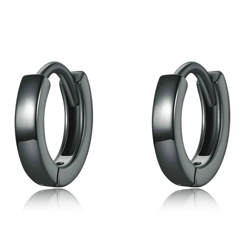 Brinco Argola Preto Masculino em Prata 925