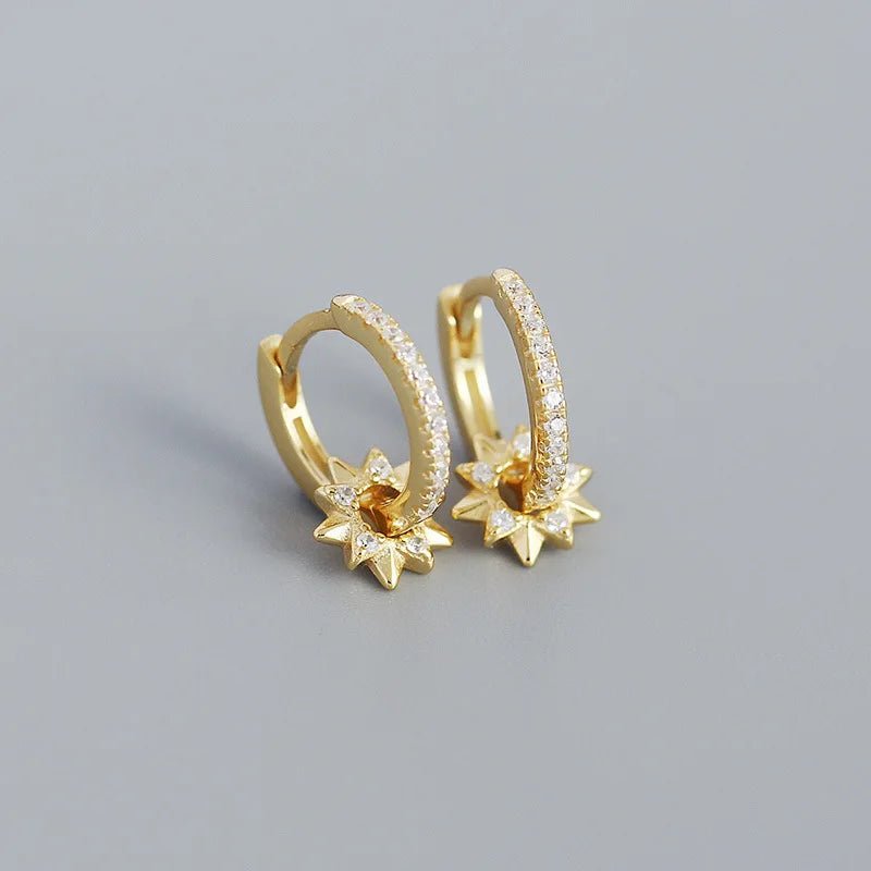 Brinco Argola Estrela em Prata 925 com Zircônia