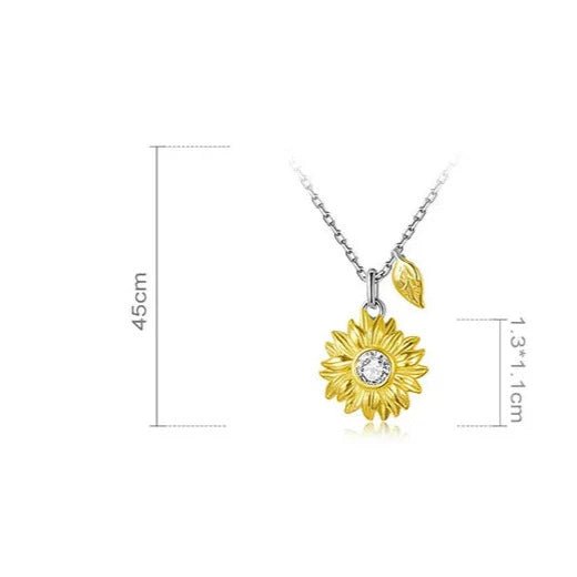 Colar Girassol em Prata 925 com Zircônia