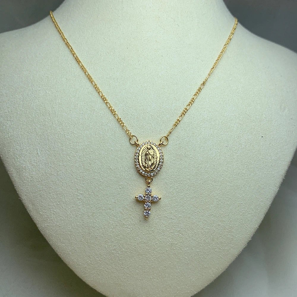Colar Cruz Virgem Maria