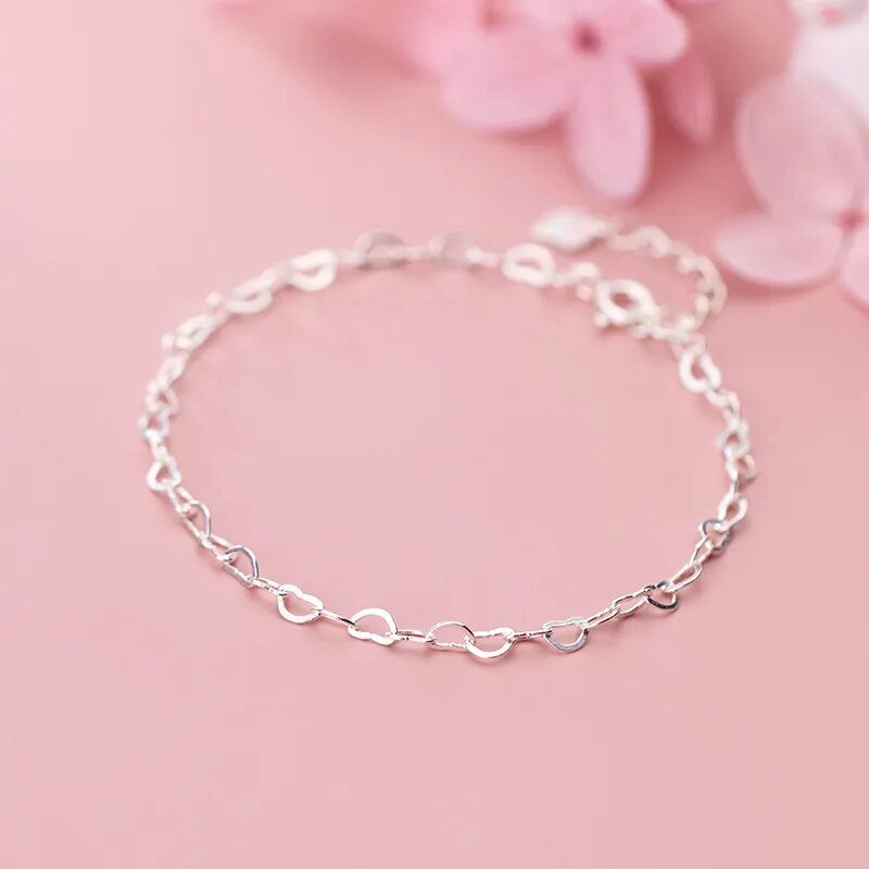 Pulseira de Corações em Prata 925