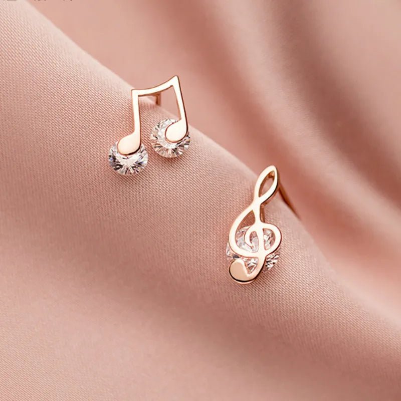 Brincos Notas Musicais Pedra Zircônia