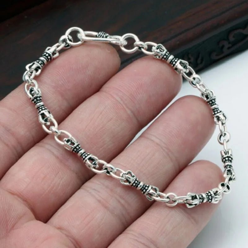 Pulseira de Corrente e Elos Geométrica em Prata 925