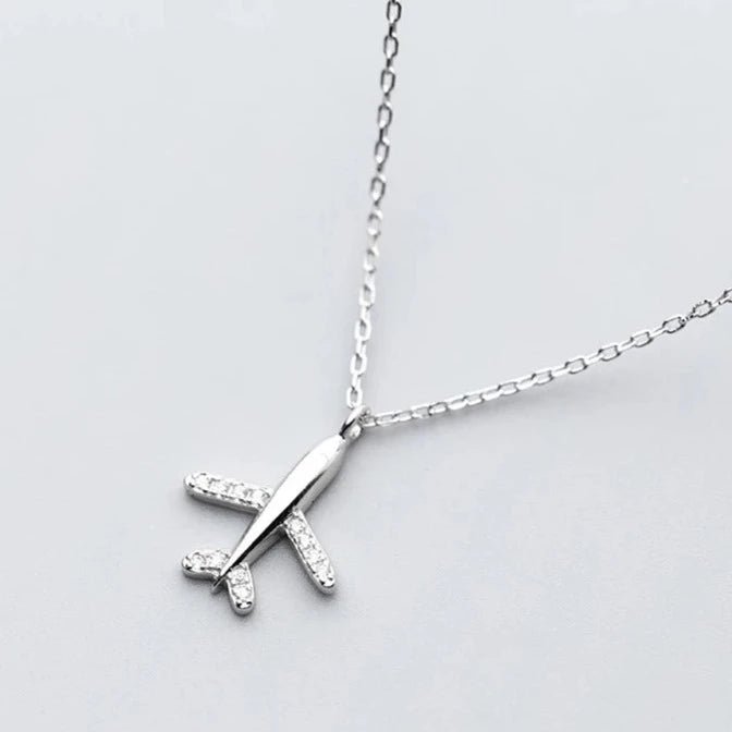 Colar Avião em Prata 925 com Zircônia