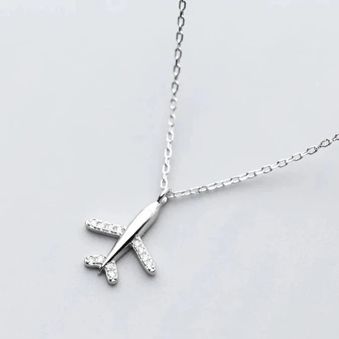 Colar Avião em Prata 925 com Zircônia