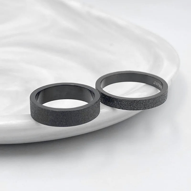 Anel masculino preto titânio fosco 3mm 5mm