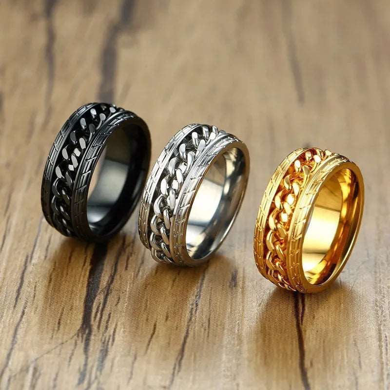 Anel de corrente giratório preto 8mm