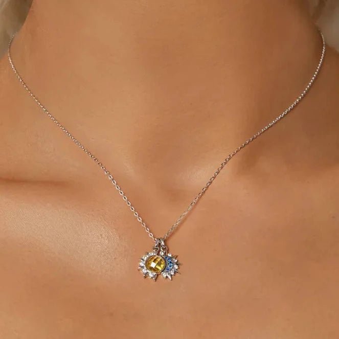 Colar Sol e Lua em Prata 925 com Zircônia