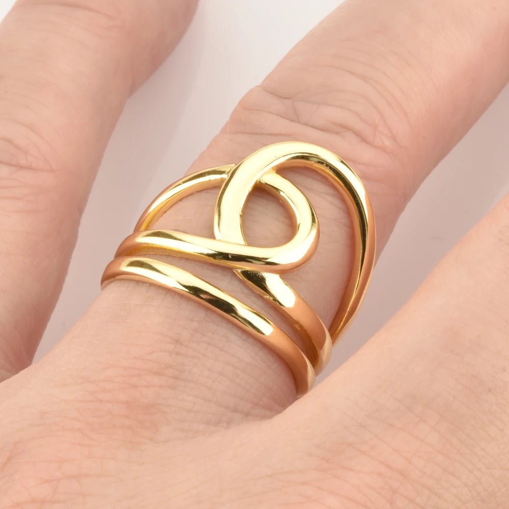 Anel Linhas Curvilíneas em Prata 925 com Banho de Ouro 18k