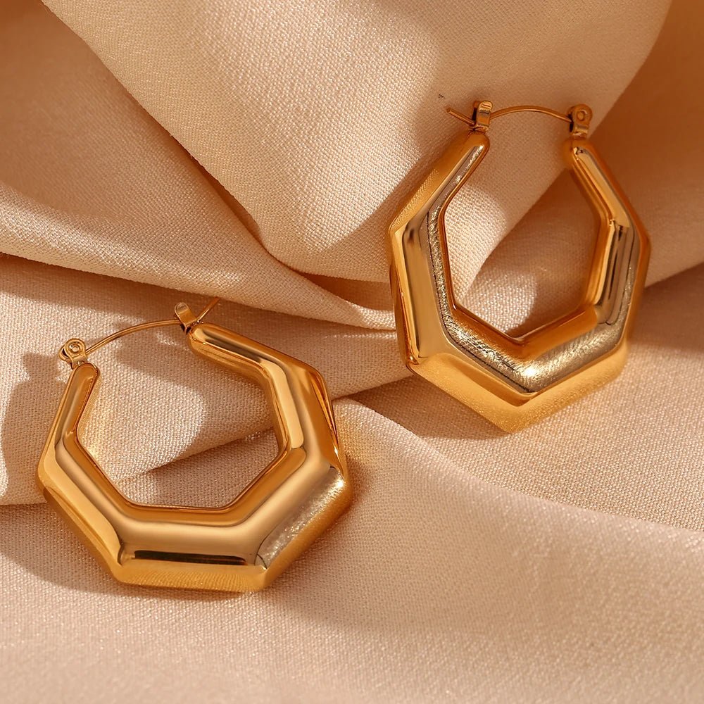 Brincos Ocos Geométricos Hexagonais