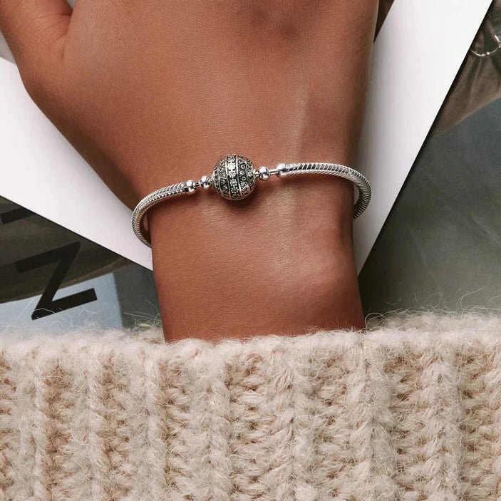 Pulseira colecionável em prata 925 fecho redondo